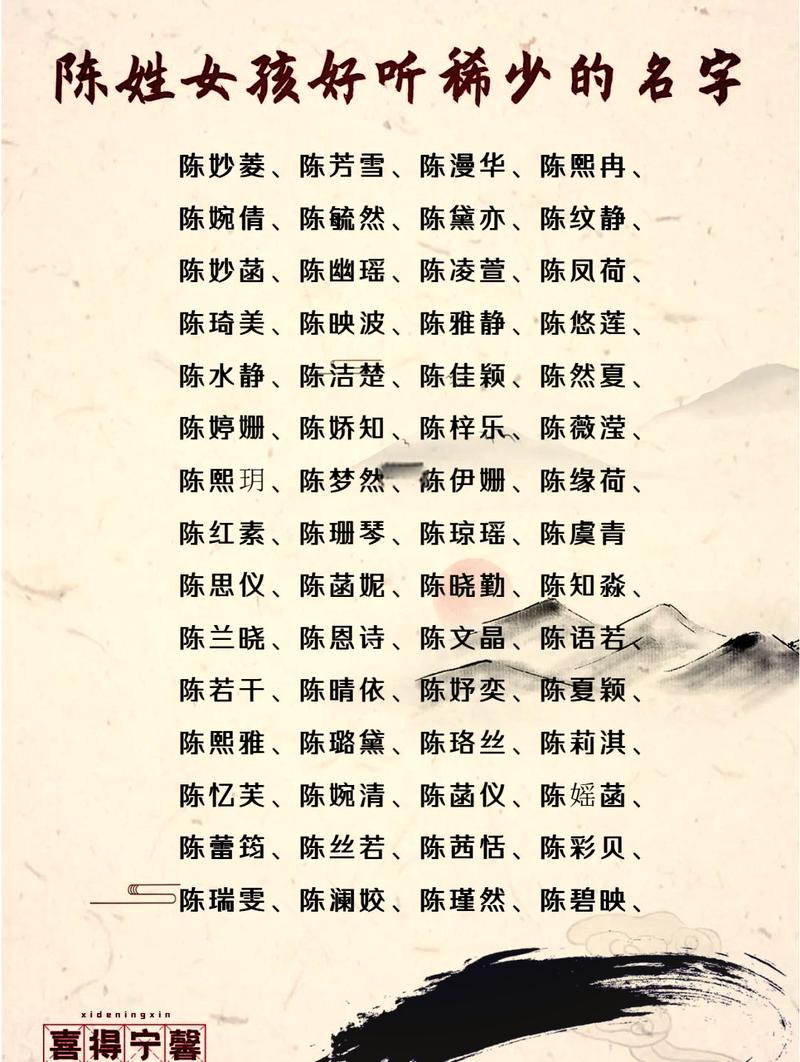 姓陈女生好听独特名字2021_姓陈女孩有气质的名字_姓陈女生干净气质名字